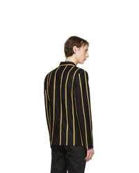 Saint Laurent Black Wool Gabardine Striped Blazer