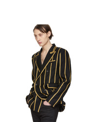 Saint Laurent Black Wool Gabardine Striped Blazer
