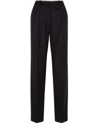 Black Vertical Striped Wool Dress Pants