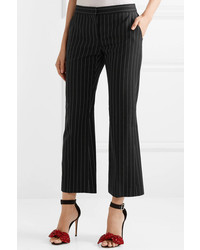 Alexander McQueen Cropped Pinstriped Wool Blend Flared Pants