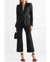 Alexander McQueen Cropped Pinstriped Wool Blend Flared Pants