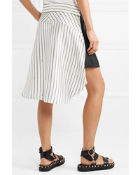 Monse Paneled Asymmetric Wool Blend Drill And Striped Cotton Voile Mini Skirt
