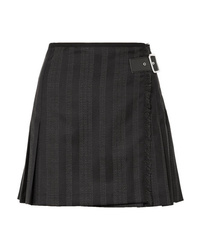 McQ Alexander McQueen Wrap Effect Striped Wool Blend Jacquard Mini Skirt
