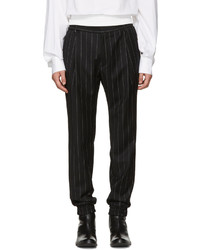 Black Vertical Striped Wool Pants
