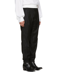 Juun.J Black Pinstripe Cuff Trousers