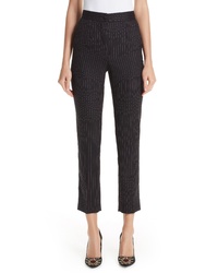 Black Vertical Striped Wool Skinny Pants