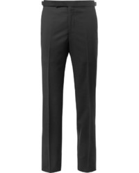 Richard James Black Slim Fit Satin Trimmed Wool And Mohair Blend Tuxedo Trousers