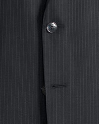 Versace Collection Slim Fit Pinstripe Two Piece Wool Suit Black Pattern