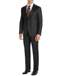 Isaia Striped Super 140s Wool Two Piece Suit Blackbrown