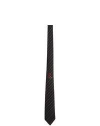Black Vertical Striped Wool Tie