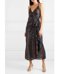 ATTICO Metallic Striped Jacquard Wrap Dress
