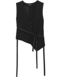 Ann Demeulemeester Asymmetric Cotton Blend Gabardine Vest Black