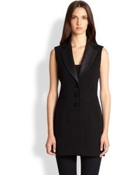 Saks Fifth Avenue Collection Faux Leather Detail Vest