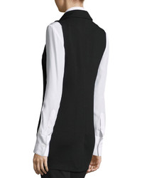 Neiman Marcus Notched Collar Button Front Vest Black