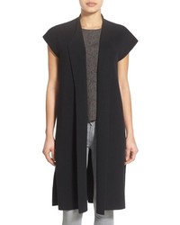 Eileen Fisher Silk Organic Cotton Knit Drape Front Long Vest
