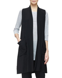Eileen Fisher Sleeveless Lightweight Long Vest Black Plus Size