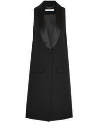 Givenchy Vest In Black Satin Trimmed Wool Crepe