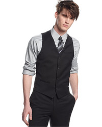 Bar III Black Solid Slim Fit Vest