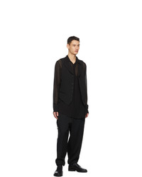 Yohji Yamamoto Black Wool Peaked Vest