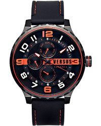 Versus By Versace 50mm Globe Oversized Chronograph Watch Blackblack
