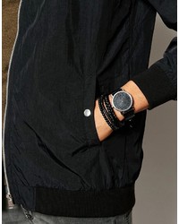 Asos Brand Watch And Bracelet Set In Black