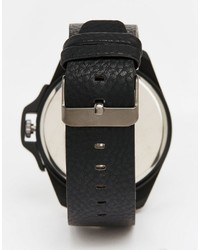 Asos Brand Watch In Black With Crown Detail