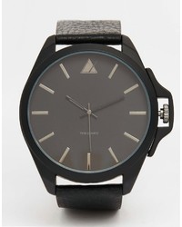 Asos Brand Watch In Black With Crown Detail