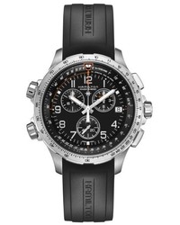 Hamilton Khaki Aviation X Wind Chronograph Gmt Silicone Strap Watch 46mm