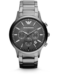 Emporio Armani Large Stainless Steel Chronograph Watch Gray