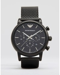 Emporio Armani Mesh Stainless Steel Watch In Black Ar1968