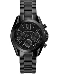 Michael Kors Michl Kors Chronograph Mini Bradshaw Black Ion Plated Stainless Steel Bracelet Watch 36mm Mk6058