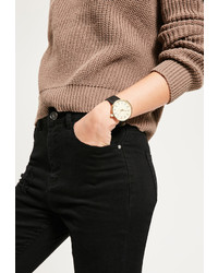 Missguided Gold Large Face Contrast Strap Watch