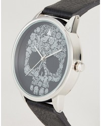 Asos Monochrome Watch With Skull Design