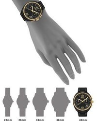 Fendi Moto Goldtone Black Stainless Steel Chronograph Bracelet Watch