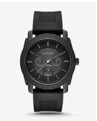 Express Rivington Textured Silicone Multifunction Watch Black