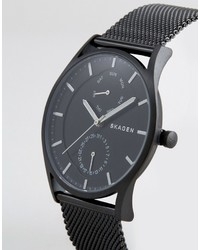 Skagen Skw6318 Holst Chronograph Mesh Watch In Black 40mm