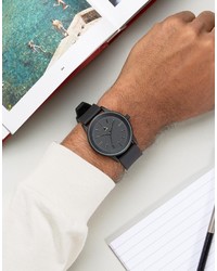 Asos Sleek Black Watch With Rubberised Strap