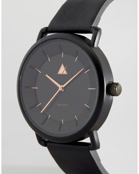 Asos Watch In Black With Rose Gold Highlights