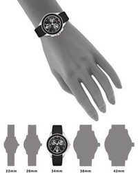 Michele Watches Cape Chronograph Crystal Stainless Steel Silicone Strap Watchblack