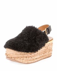 Chloé Chloe Camille Shearling Fur Platform Slingback Sandal