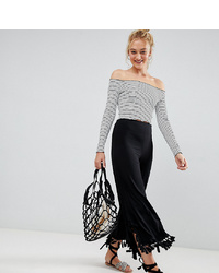 Asos Tall Asos Design Tall Cropped Wide Leg Trousers With Large Tassel Hem