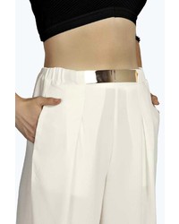 Boohoo Delila Gold Belted Wide Leg Pallazzo Trousers