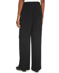 St. John Collection Drapey Twill Pull On Wide Leg Pants