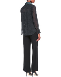 Eileen Fisher Eco Tropical Suiting Wide Leg Trousers
