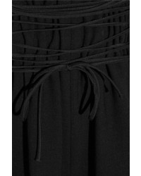 The Row Roy Lace Up Wool Blend Crepe Wide Leg Pants Black
