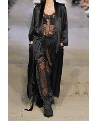Givenchy Wide Leg Pants In Black Satin Lace And Chiffon