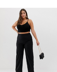 PrettyLittleThing Plus Wide Leg Trouser In Black