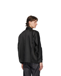 132 5. ISSEY MIYAKE Black And Grey Stitched Flat Jacket