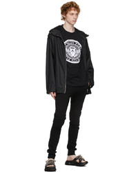 Balmain Black Hooded Transparent Logo Jacket