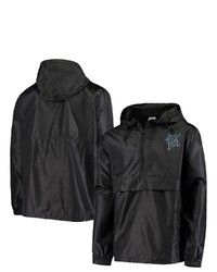 PROFILE Black Miami Marlins Anorak Half Zip Jacket